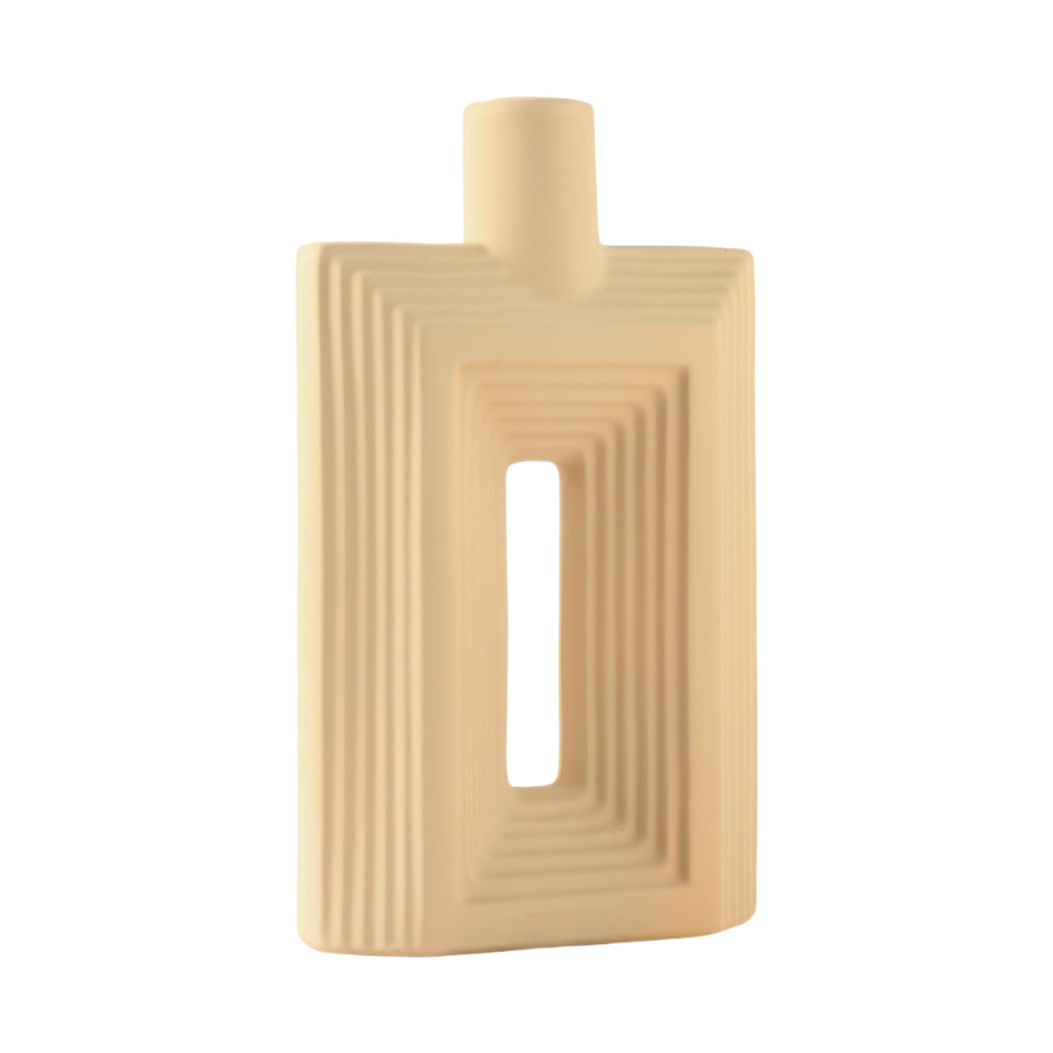 Sand Ceramic Grooved Vase