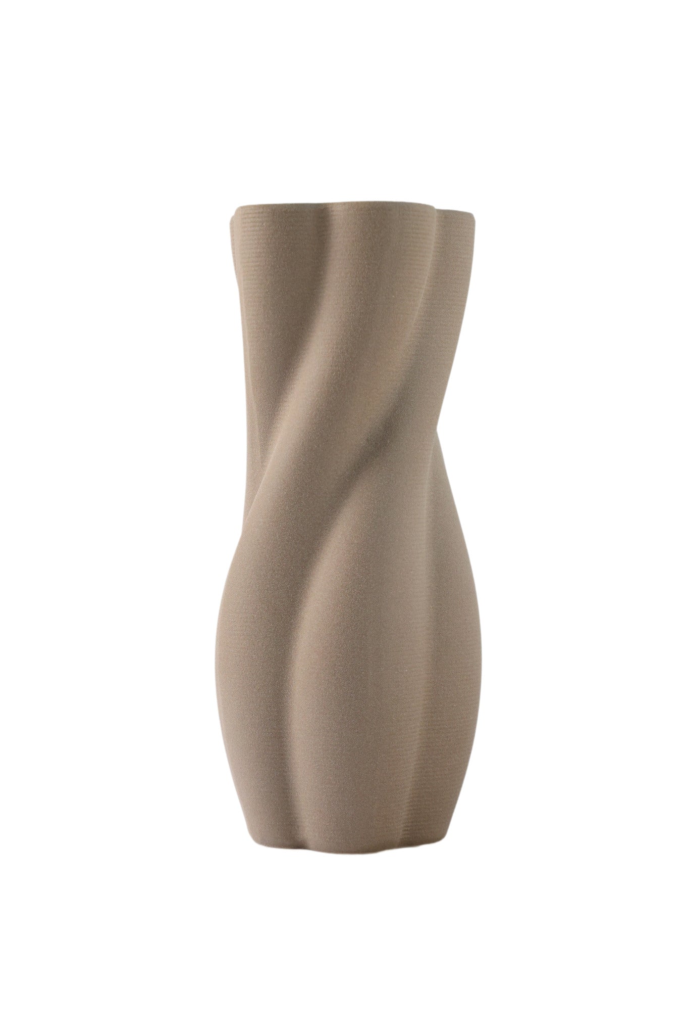 Taupe Ceramic Twisted Column Vase