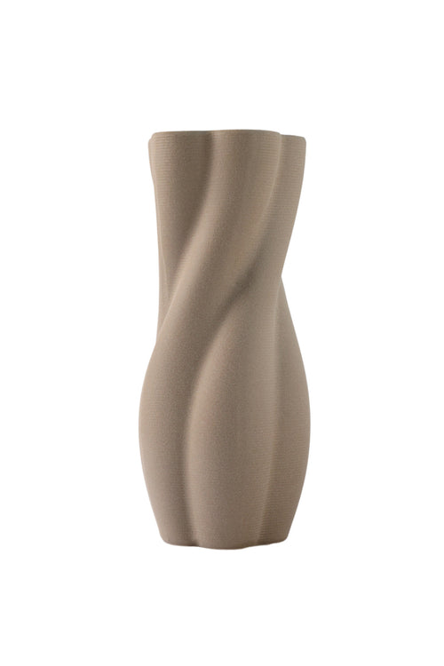 Taupe Ceramic Twisted Column Vase