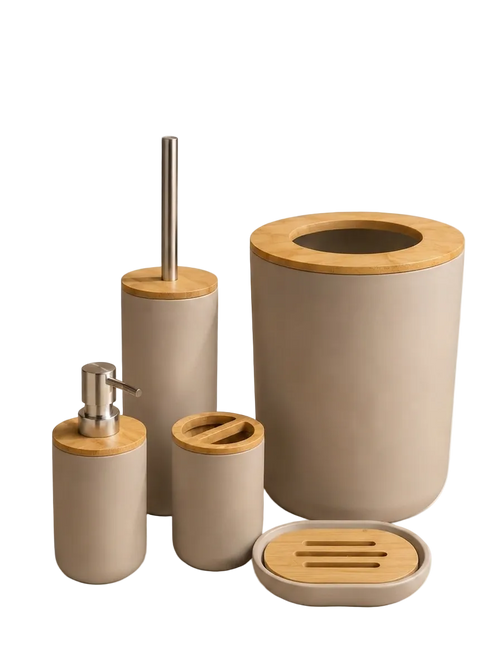 5-Piece Bathroom Set - Taupe, Round