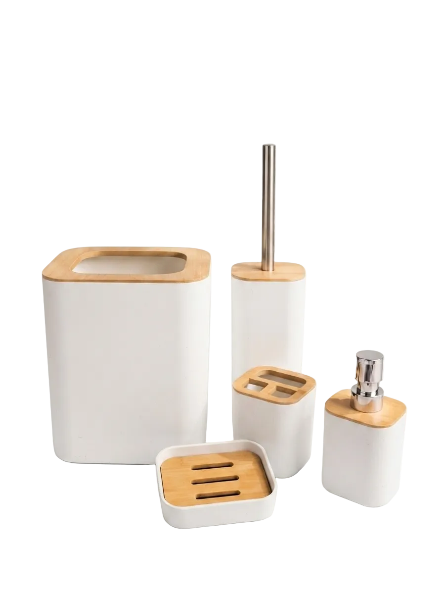 5-Piece Bathroom Set - White, Square