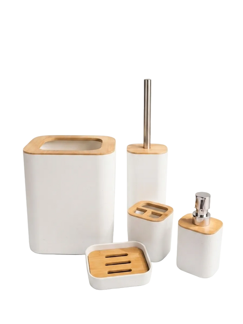 5-Piece Bathroom Set - White, Square