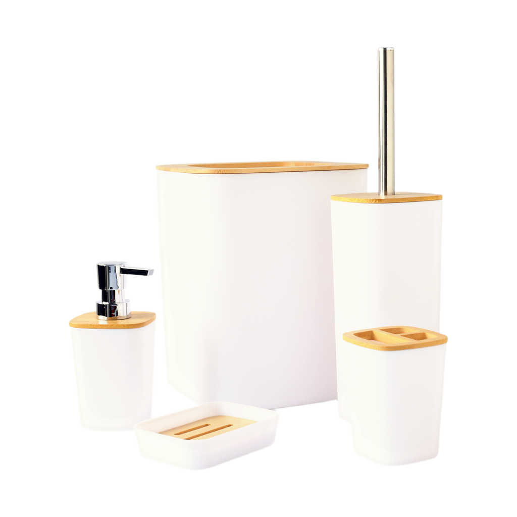 5-Piece Bathroom Set - White, Square