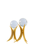 Glass Sphere Ornament on Gold Splayed-Arm Stand - Medium