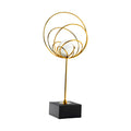 Glass Sphere Ornament in Concentric Gold Rings, Cube Base