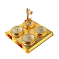 Gold-Tone 4-Jar Serving Caddy Set with Center Handle