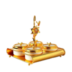 Gold-Tone 4-Jar Serving Caddy Set with Center Handle